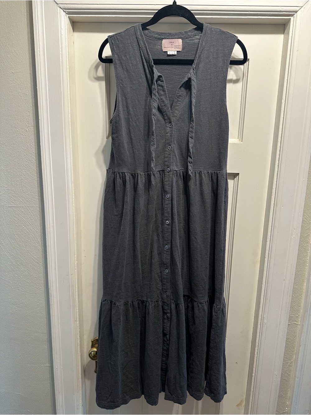 Folk Charcoal Lightweight Button-Up Dress